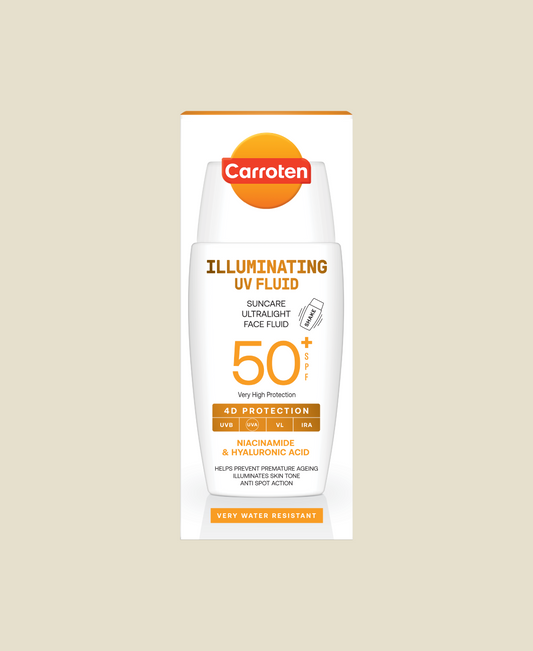 Protector solar rostro fluido Iluminador SPF50+