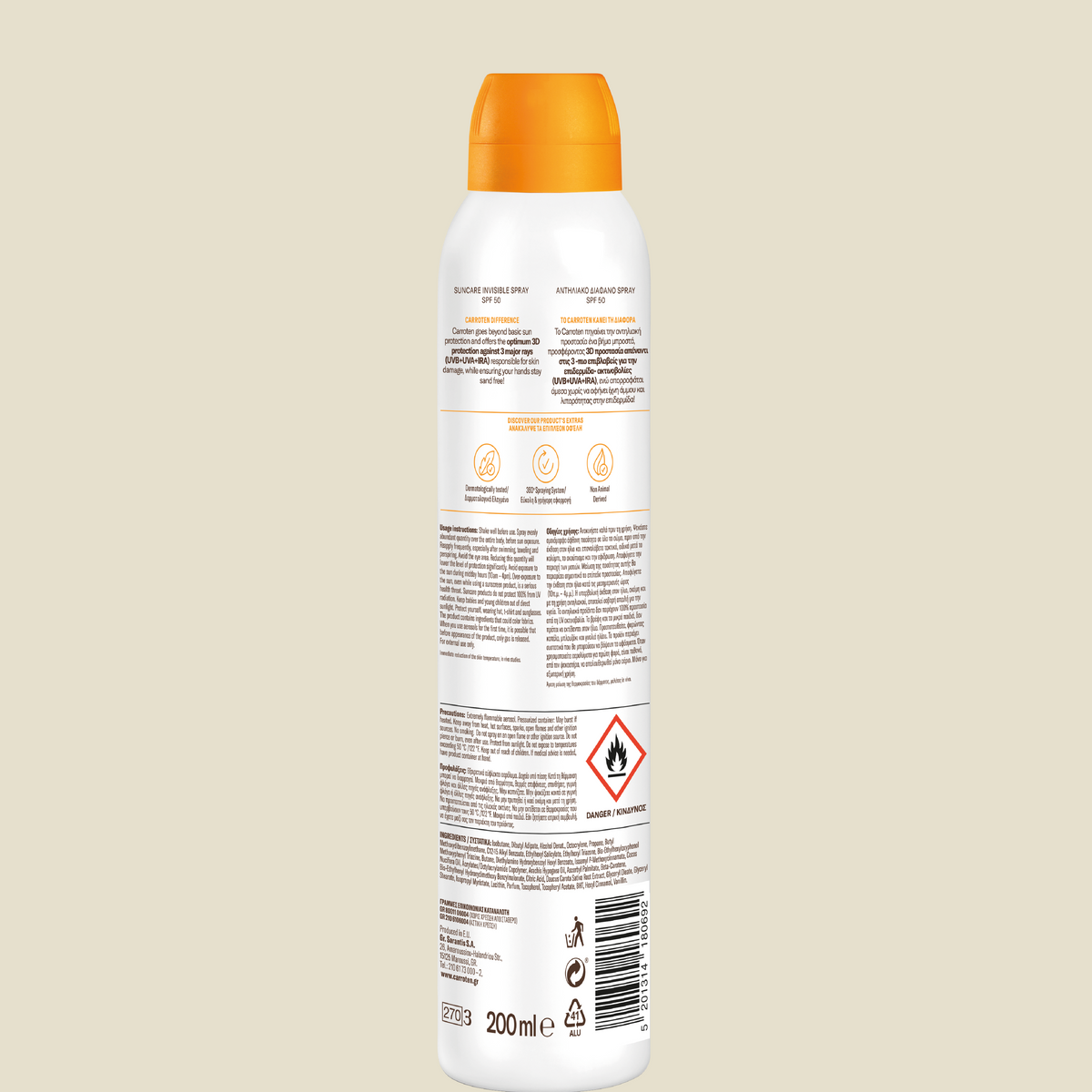 Protector Solar Spray Anti Arena Coco SPF50 200ML - Carroten