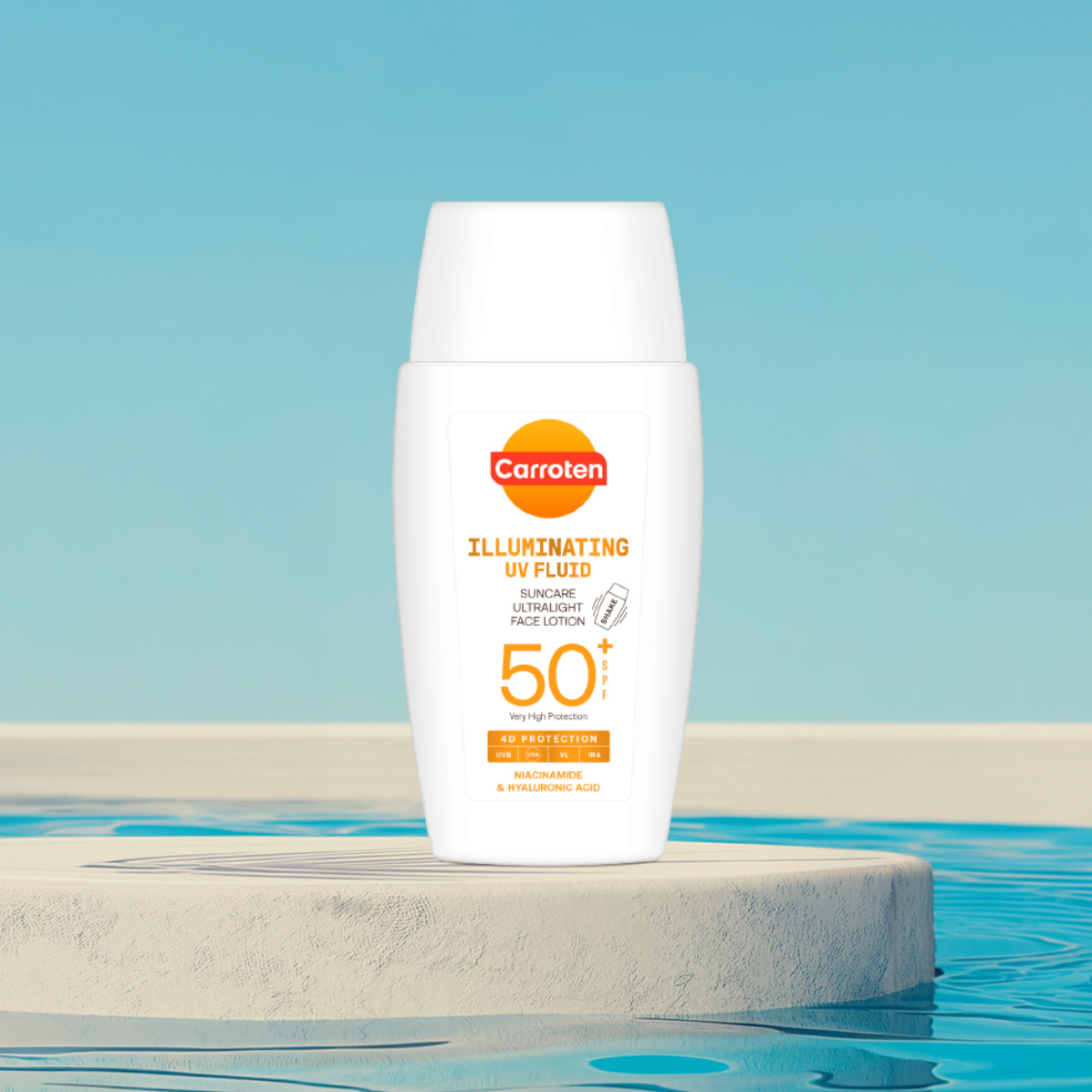 Protector Solar Facial Fluido Iluminador SPF50+ - Carroten