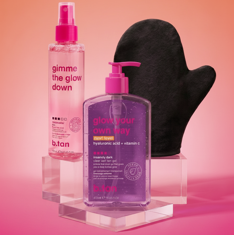 Set Glow Completo Next Level: Gel, Mist y Guante B.TAN